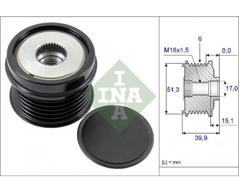 Frihjulskoppling, generator 535025210 Ina