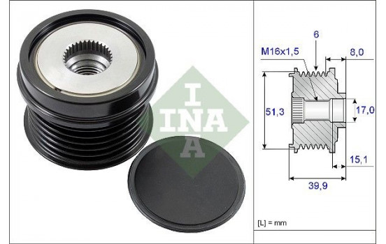 Frihjulskoppling, generator 535025210 Ina