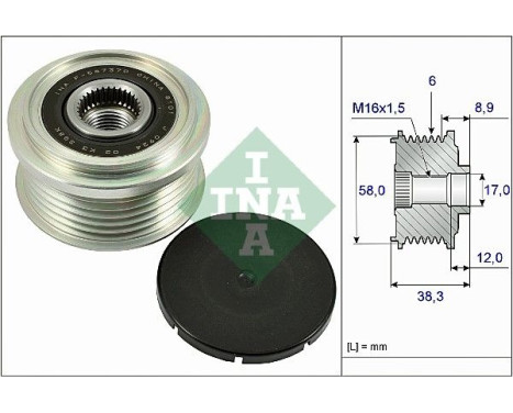 Frihjulskoppling, generator 535026610 Ina