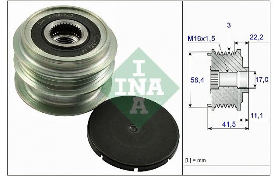 Frihjulskoppling, generator 535026910 Ina