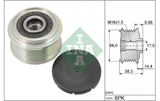 Frihjulskoppling, generator 535029610 Ina