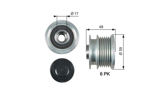 Frihjulskoppling, generator DriveAlign® OAP7178 Gates