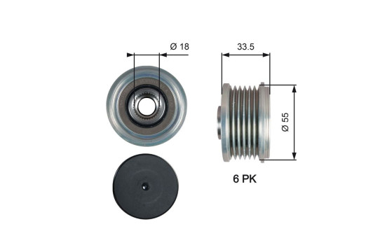 Frihjulskoppling, generator DriveAlign® OAP7216 Gates