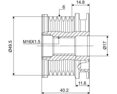Frihjulskoppling, generator NEW PART, bild 3