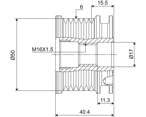 Frihjulskoppling, generator NEW PART, bild 3