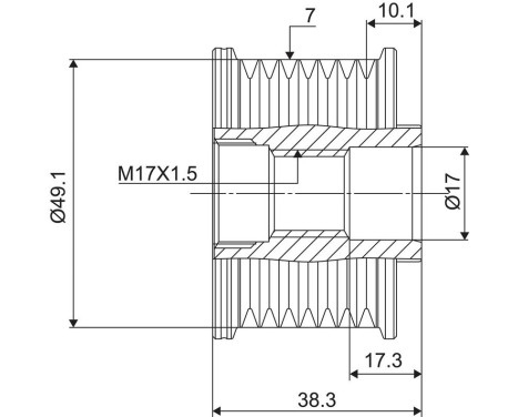 Frihjulskoppling, generator NEW PART, bild 3