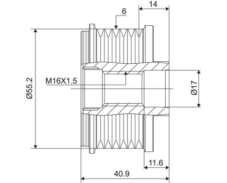 Frihjulskoppling, generator NEW PART, bild 3