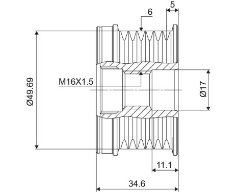 Frihjulskoppling, generator NEW PART, bild 3