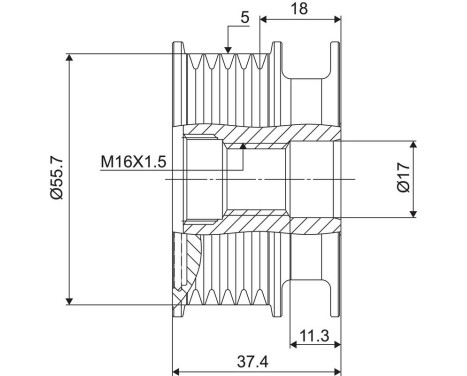 Frihjulskoppling, generator NEW PART, bild 3