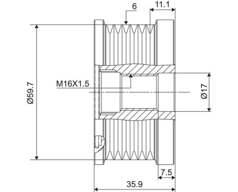 Frihjulskoppling, generator NEW PART, bild 3
