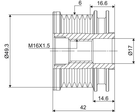Frihjulskoppling, generator NEW PART, bild 3