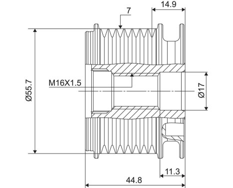 Frihjulskoppling, generator NEW PART, bild 3