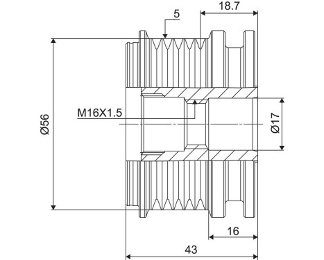 Frihjulskoppling, generator NEW PART, bild 3