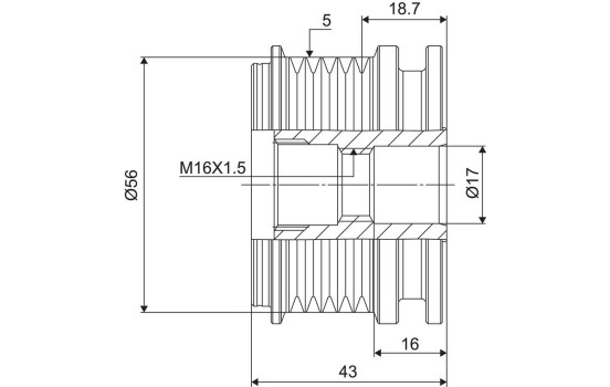 Frihjulskoppling, generator NEW PART, bild 3
