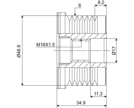 Frihjulskoppling, generator NEW PART, bild 3