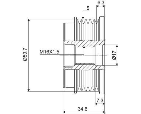 Frihjulskoppling, generator NEW PART, bild 3