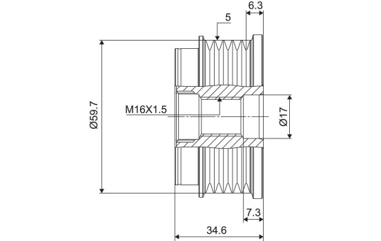 Frihjulskoppling, generator NEW PART, bild 3