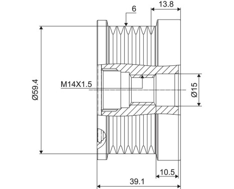 Frihjulskoppling, generator NEW PART, bild 3