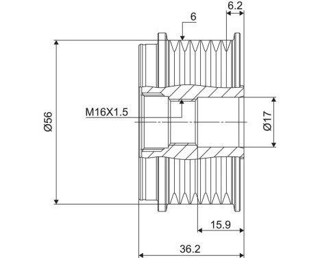 Frihjulskoppling, generator NEW PART, bild 3