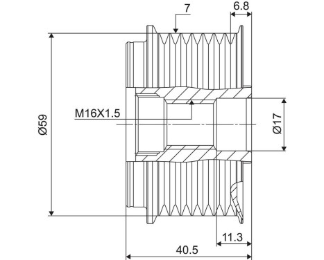 Frihjulskoppling, generator NEW PART, bild 3