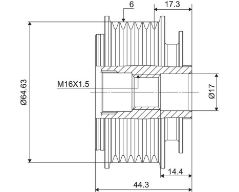 Frihjulskoppling, generator NEW PART, bild 3