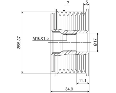 Frihjulskoppling, generator NEW PART, bild 3