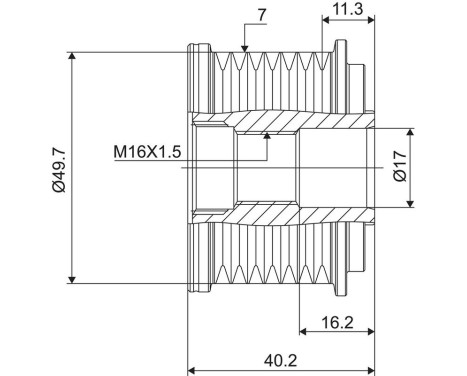 Frihjulskoppling, generator NEW PART, bild 3