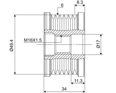 Frihjulskoppling, generator NEW PART, bild 3
