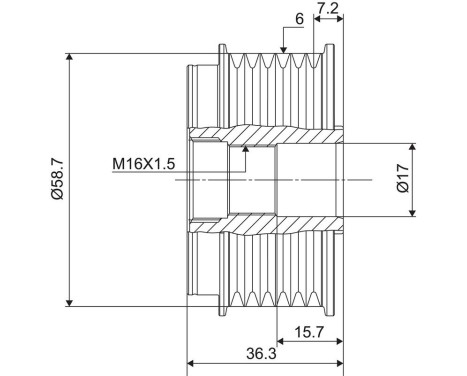 Frihjulskoppling, generator NEW PART, bild 3