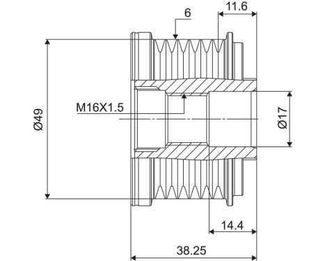 Frihjulskoppling, generator NEW PART, bild 3