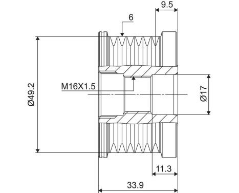 Frihjulskoppling, generator NEW PART, bild 3