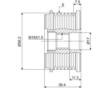 Frihjulskoppling, generator NEW PART, bild 3