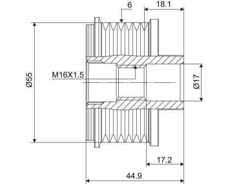 Frihjulskoppling, generator NEW PART, bild 3