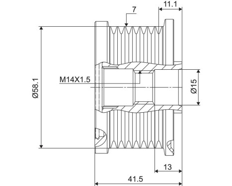 Frihjulskoppling, generator NEW PART, bild 3