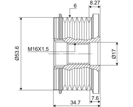 Frihjulskoppling, generator NEW PART, bild 3