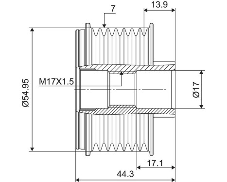 Frihjulskoppling, generator NEW PART, bild 3