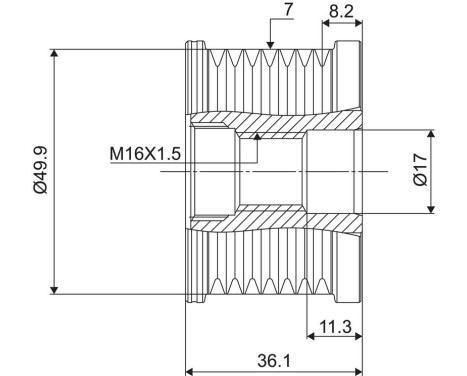 Frihjulskoppling, generator NEW PART, bild 3