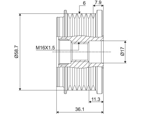 Frihjulskoppling, generator NEW PART, bild 3