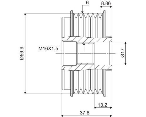 Frihjulskoppling, generator NEW PART, bild 3