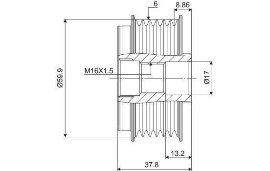 Frihjulskoppling, generator NEW PART, bild 3