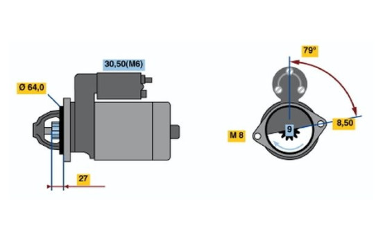 Starmotor R70-M2512V(R) Bosch
