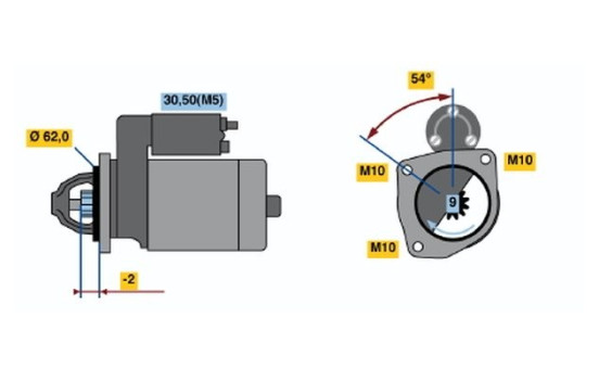 Starmotor R74-M1512V(R) Bosch