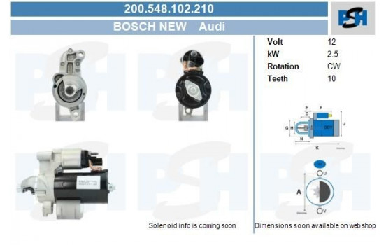 Starter Audi 1,7 kw 200.548.102.210 Bosch