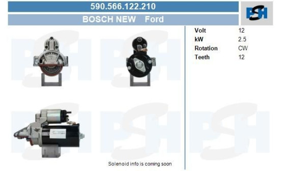 Starter Ford 2,5 kw 590.566.122.210 Bosch