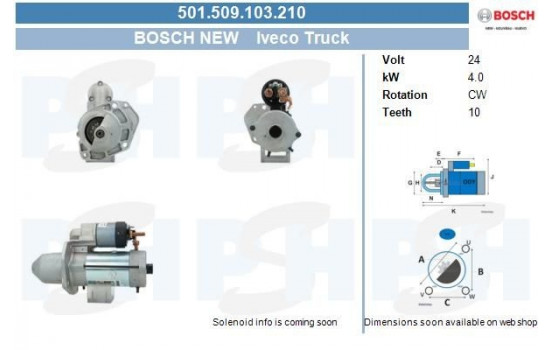 Starter Iveco 4,0 kw 0.001.231.039 Bosch