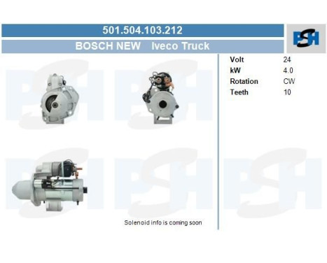 Starter Iveco 4,0 kw 0.001.251.010 Bosch