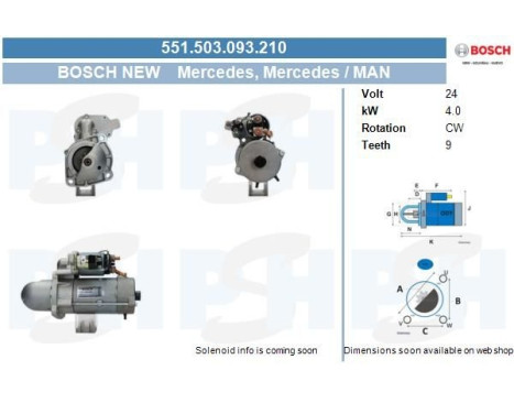 Starter Mercedes 4,0 kw 551.503.093.210 Bosch