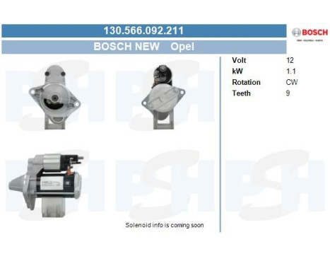 Starter Opel 1,0 kw 130.566.092.211 Bosch