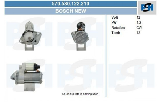 Starter Renault 1.2kw 570.580.122.210 Bosch