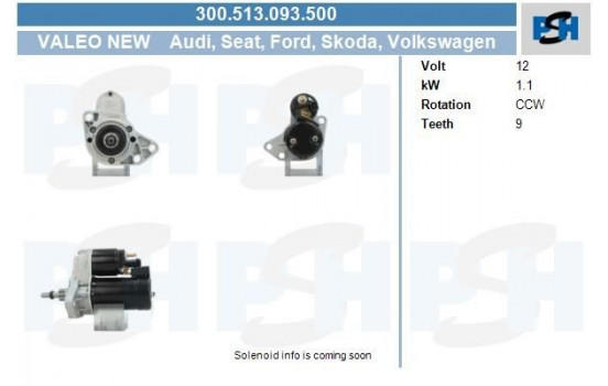 Starter Volkswagen 1,1 kw 300.513.093.500 Valeo